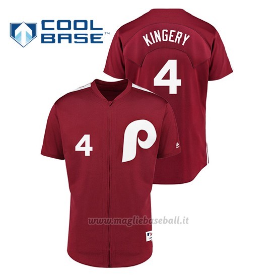 Maglia Baseball Hombre Philadelphia Phillies 4 Scott Kingery 1979 Saturday Night Special Autentico Rosso